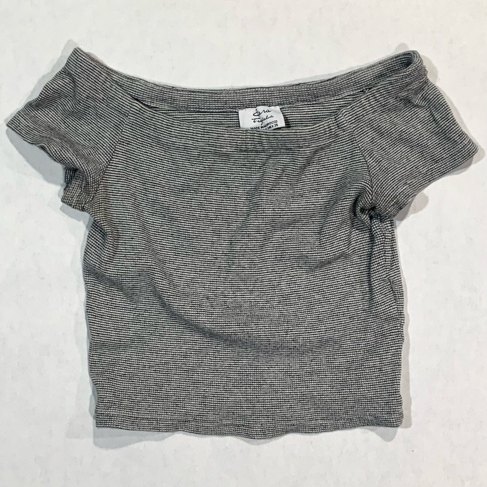 Zara Black and White Striped Crop Top